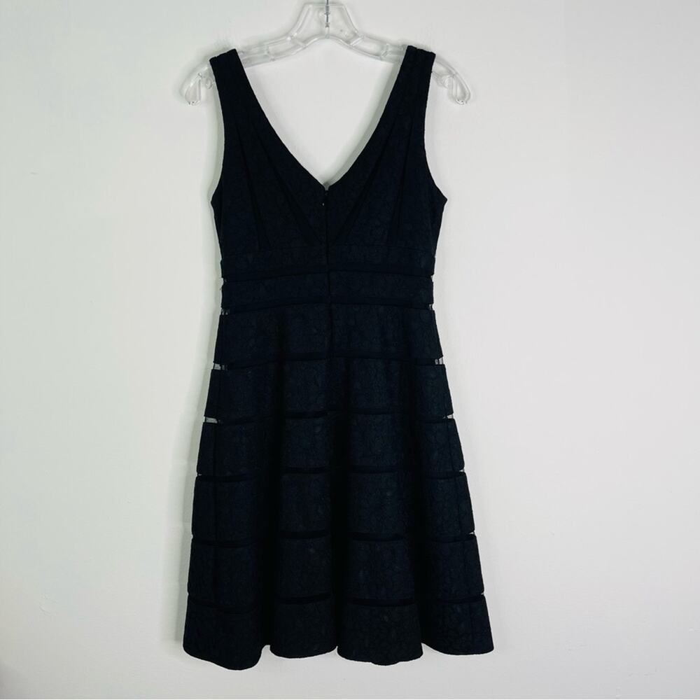 WHBM black lace floral stripe evening event wedding knee length dress 4 - Picture 6 of 7